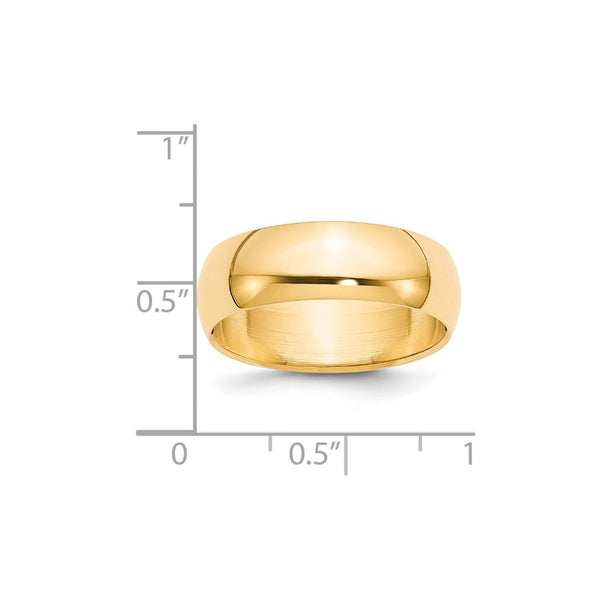 14KY 7mm Half-Round Wedding Band Size 11