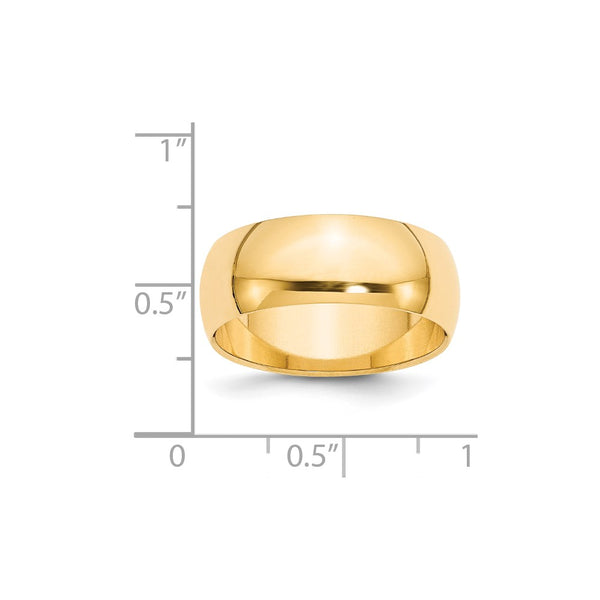 14KY 8mm Half-Round Wedding Band Size 5
