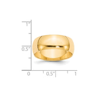14KY 8mm Half-Round Wedding Band Size 6.5
