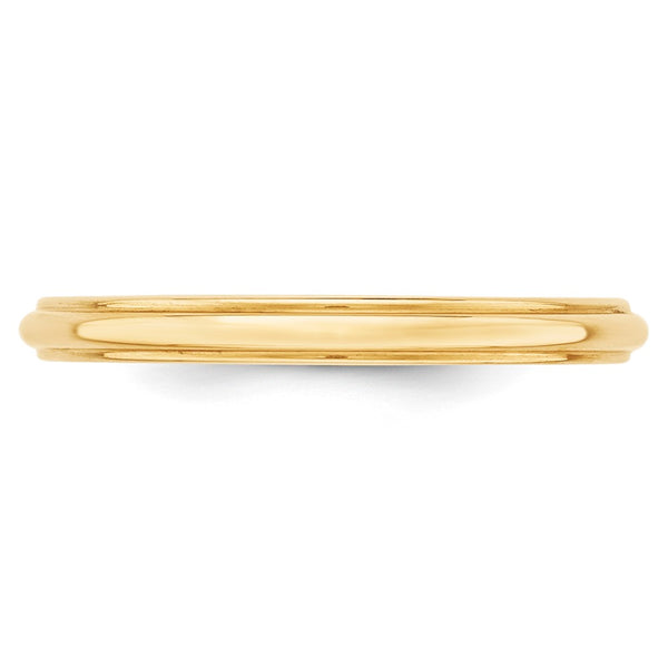 14KY 2.5mm Half Round with Edge Band Size 9