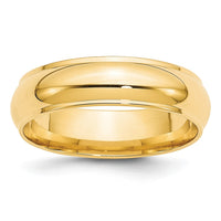14KY 6mm Half Round with Edge Band Size 5.5
