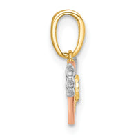 14k with White Rhodium and Rose-tone Heart With Wings Charm
