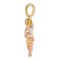 14k Two-tone with Rose-plating Polished Wreath With Bell Charm