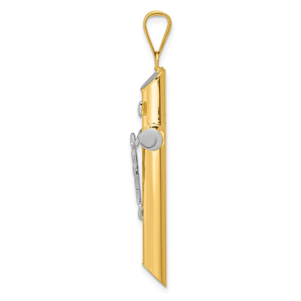 14K Two-Tone w/Rhodium Inri Crucifix Pendant