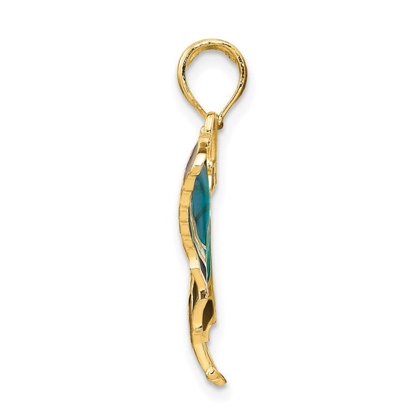 14K Enameled Butterfly Pendant