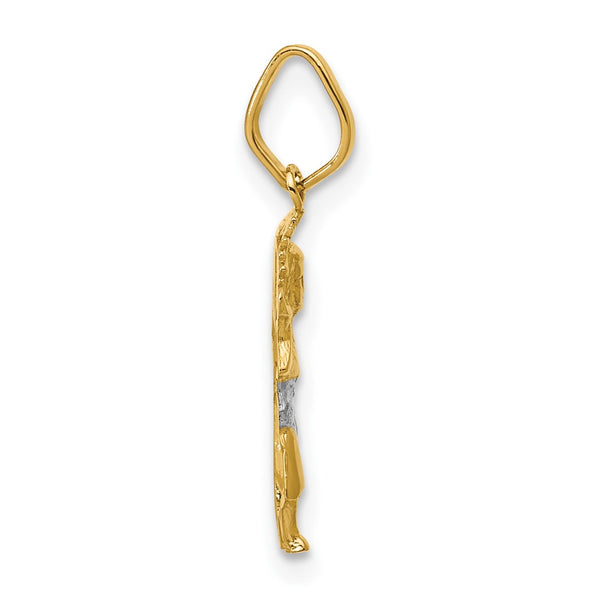 14k with Rhodium D/C Polished Baby Jesus Pendant
