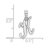 14KW White Gold Script Letter K Initial Pendant
