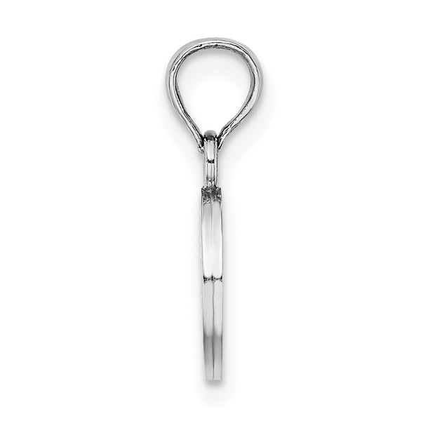 14K White Gold Polished Block Letter O Initial Pendant