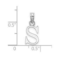 14K White Gold Polished Block Letter S Initial Pendant