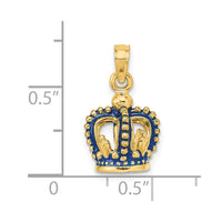 14K 3-D Blue Enamel Crown Charm