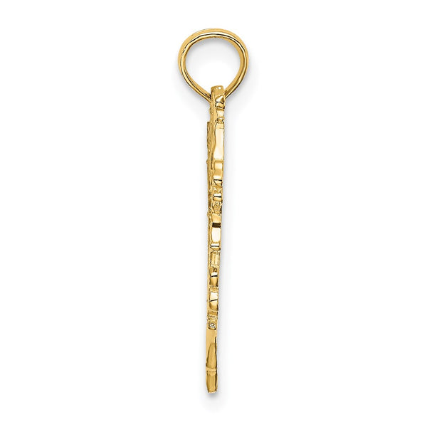 14K Cut-Out Floral Heart Charm