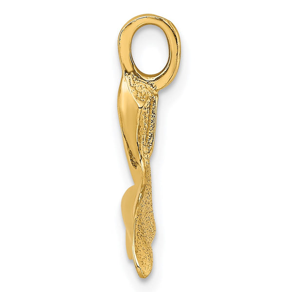14K 3-D Polished Whale Tail Charm