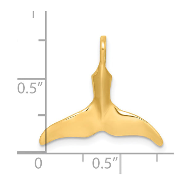 14K 3-D Polished Whale Tail Charm