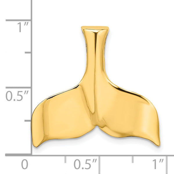 14K 3-D Polished Whale Tail Charm