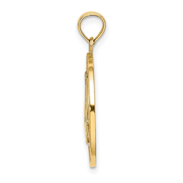 14K TURKS AND CAICOS Circle w/ Sailboat Charm