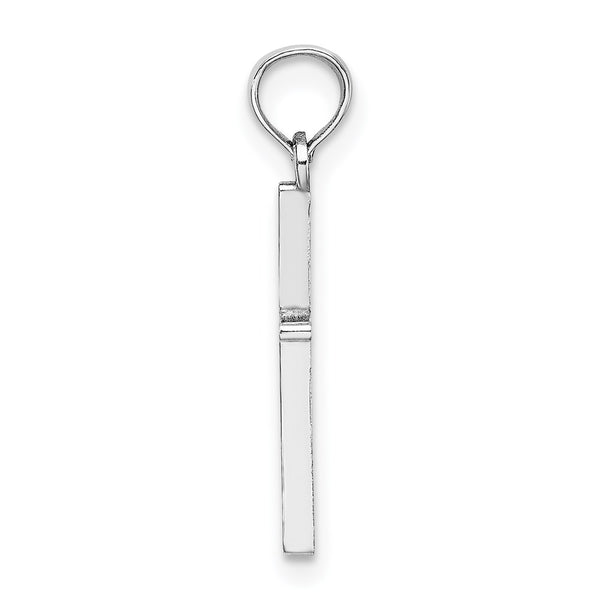14K White Gold D/C and Polished Cross Charm