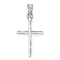 14K White Gold D/C and Polished Cross Charm