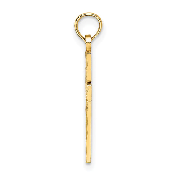 14K D/C Block Cross Charm