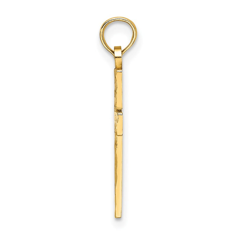 14K D/C Block Cross Charm