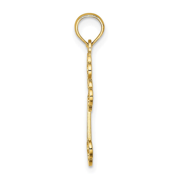 14K Lace Center Budded Cross Charm