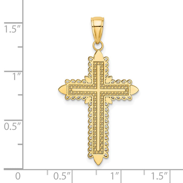 14K w/ Lace Border Cross Charm