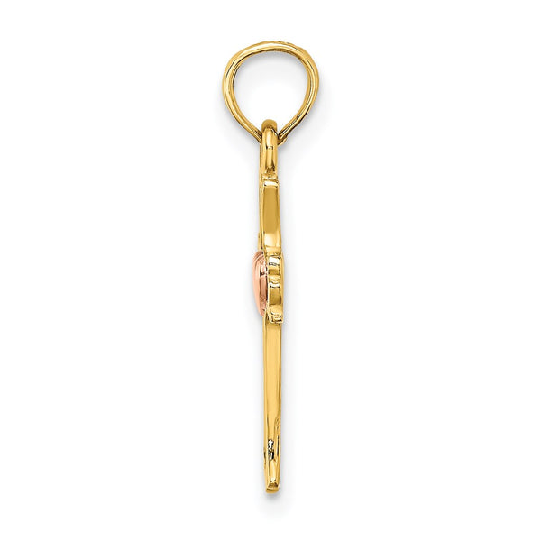 14k Two-Tone w/ Heart In Cross Charm