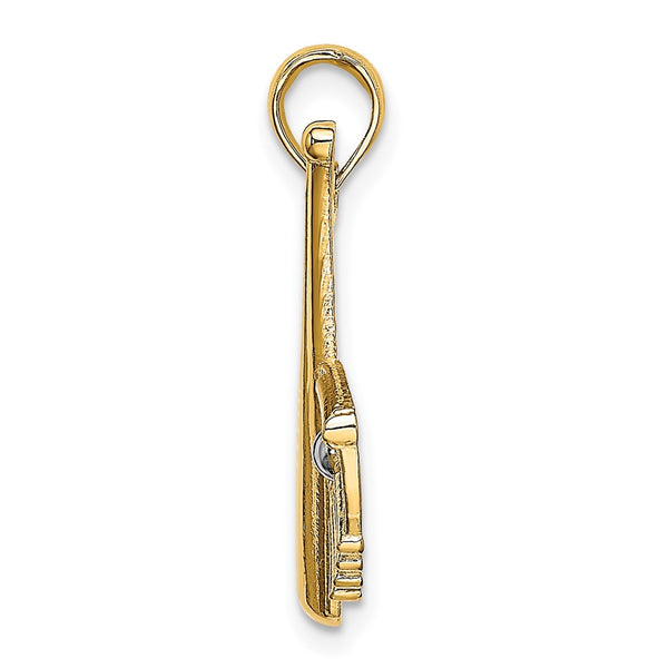 14K Baseball Bat With Rhodium Ball Charm