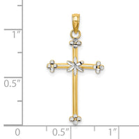 14k w/ Rhodium Thin D/C Cross Charm