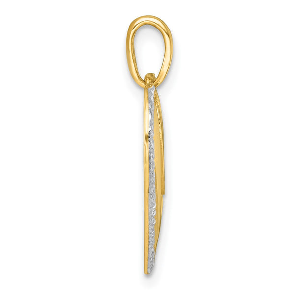 14k with White Rhodium Polished LOVE In Heart Charm