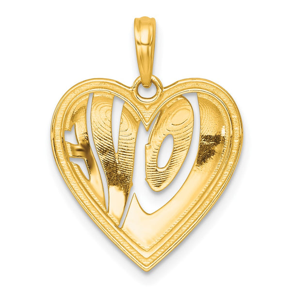 14k with White Rhodium Polished LOVE In Heart Charm