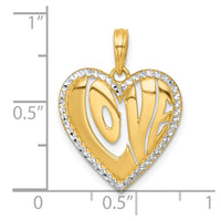 14k with White Rhodium Polished LOVE In Heart Charm