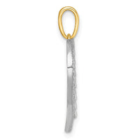 14k with White Rhodium Polished Fancy Heart Charm