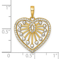 14k with White Rhodium Polished Fancy Heart Charm