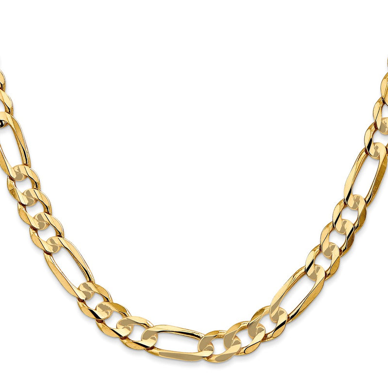 14k 6.75mm Concave Open Figaro Chain