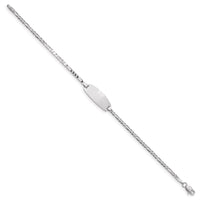 14k White Gold Oval Figaro ID Bracelet