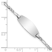 14k White Gold Oval Figaro ID Bracelet