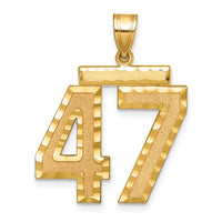 14k Large Brushed Diamond-cut Number 47 Charm