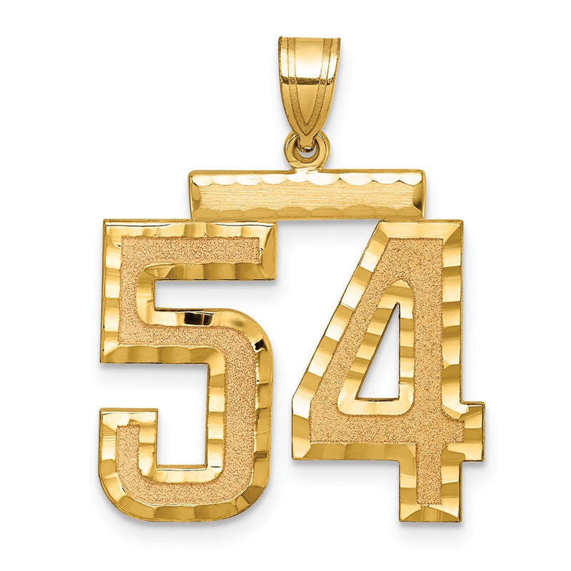 14k Large Brushed Diamond-cut Number 54 Charm