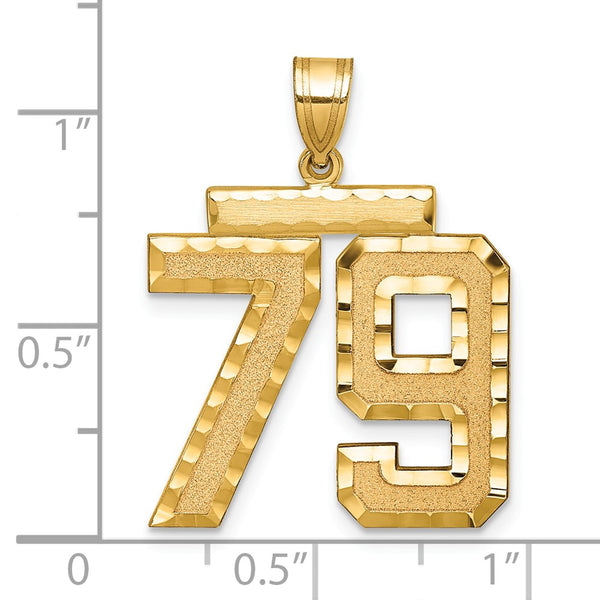 14k Large Brushed Diamond-cut Number 79 Charm