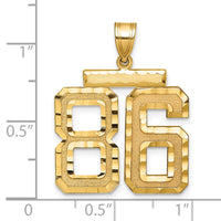 14k Large Brushed Diamond-cut Number 86 Charm