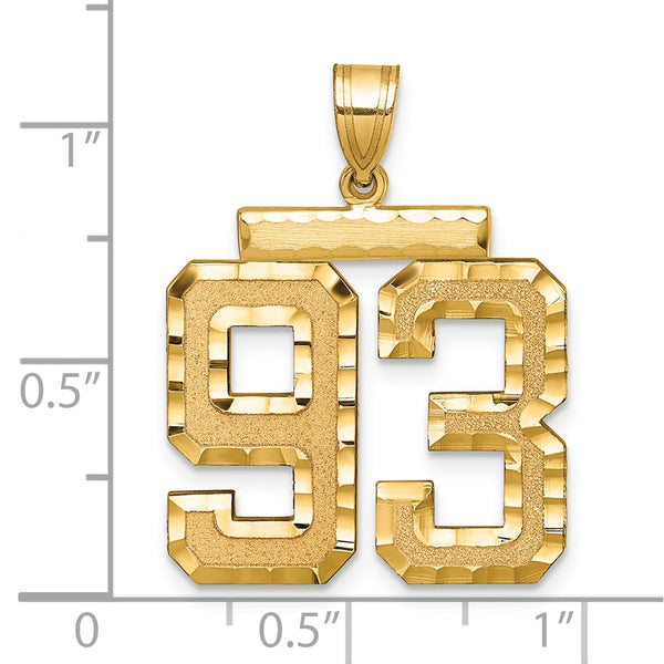 14k Large Brushed Diamond-cut Number 93 Charm
