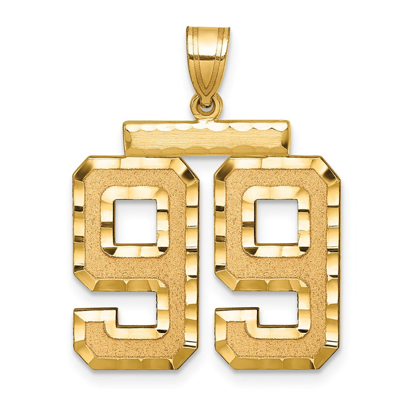 14k Large Brushed Diamond-cut Number 99 Charm
