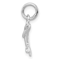 Sterling Silver Rhodium-plated Polished Dolphin Pendant