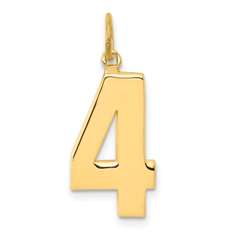 14k Large Polished Number 4 Charm