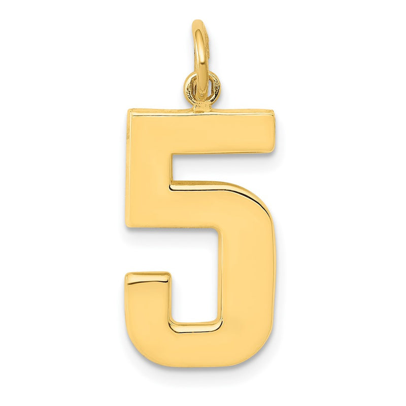 14k Large Polished Number 5 Charm