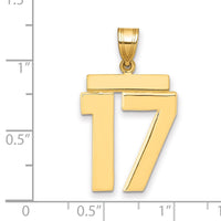 14k Large Polished Number 17 Charm