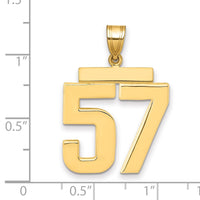 14k Large Polished Number 57 Charm