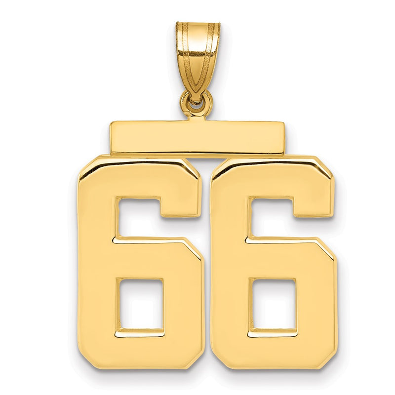 14k Large Polished Number 66 Charm