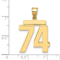 14k Large Polished Number 74 Charm