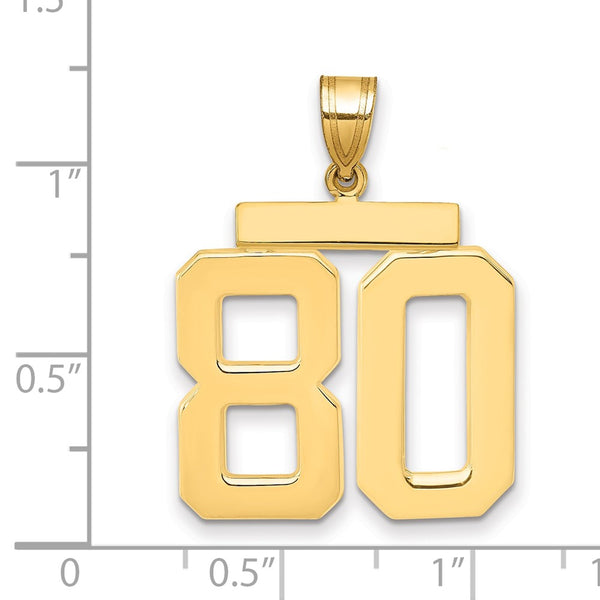 14k Large Polished Number 80 Charm
